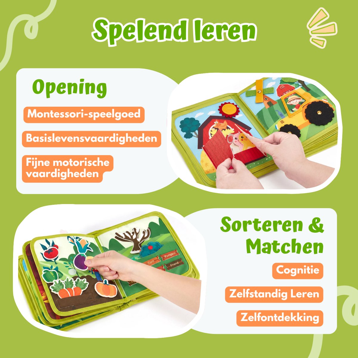 Homeblend Boerderij Knisperboekje - Sensorisch Speelgoed - Montessori - Vanaf 1 Jaar - Fijne Motoriek - Reisspeelgoed - 20 Activiteiten - Dierenspeelgoed - Nederlands Speelgoed - Speelgoed 1 2 3 4 jaar — afbeelding 8