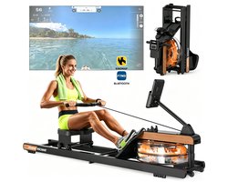 MettleMatic Roeitrainer waterweerstand – Faltbare Roeimachine met Bluetooth – 160kg Draagvermogen – 180° Opklapbaar Roeimachine
