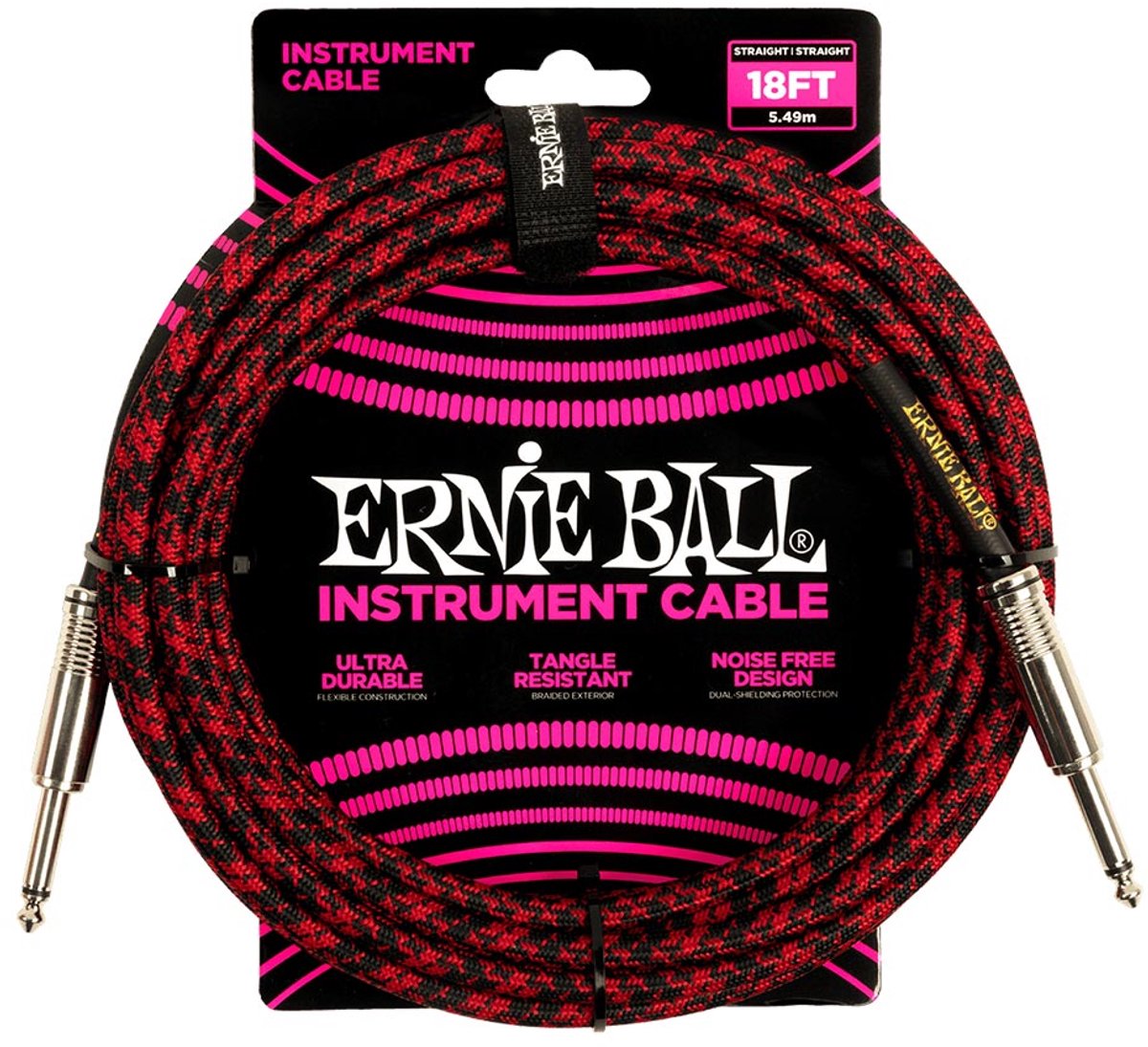 Ernie Ball 6396 braided instrument cable rood 5.5 m