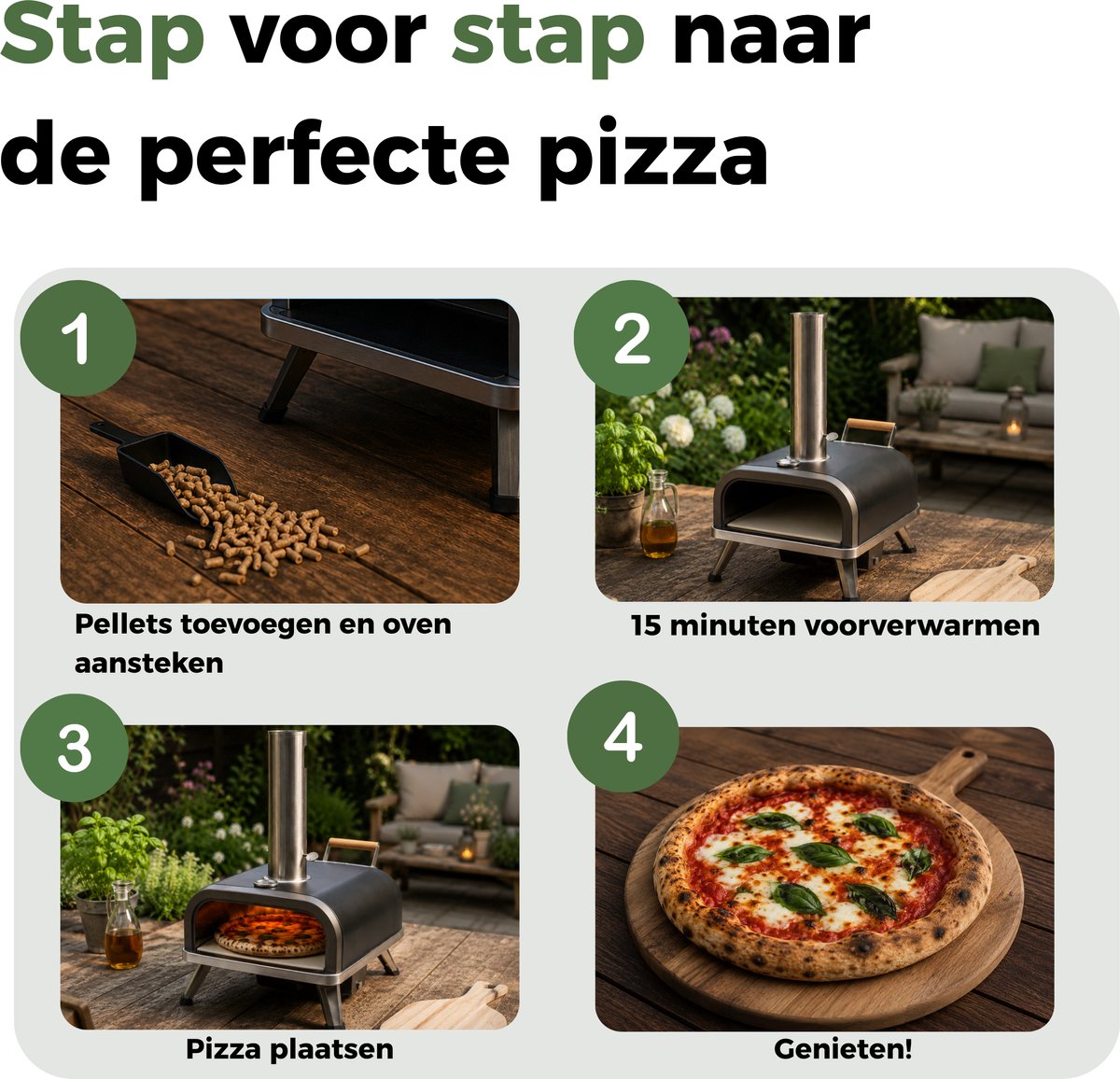 Caryota Pellet Pizza Oven - Buitenoven BBQ - Pizzasteen - Pizza schep - Deegsteker - Thermometer - Draagbaar - Authentieke pizza in 90 sec - 450 °C – foto 8