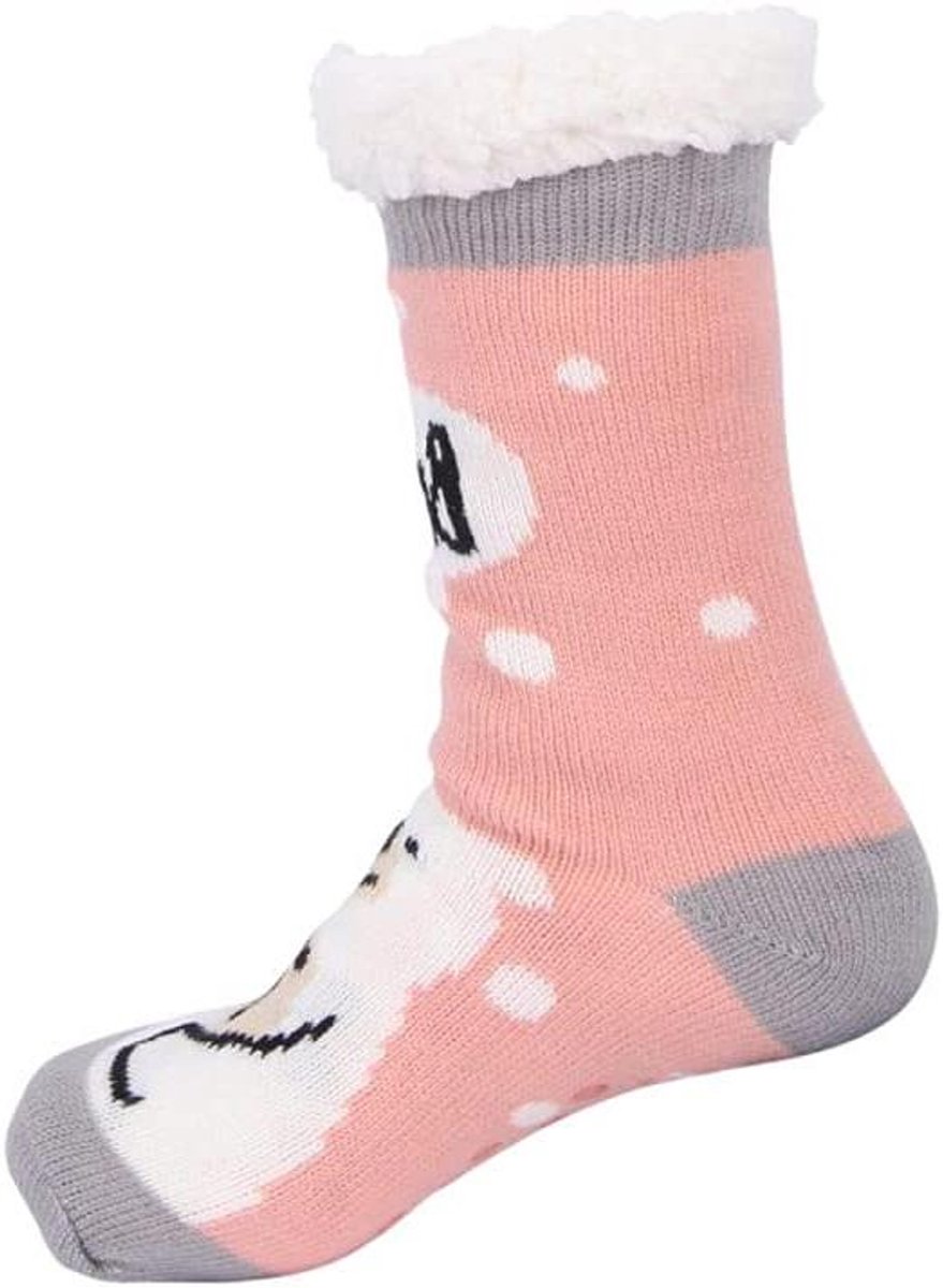 Dames Huissokken - Warme Pantoffelsokken - Binnen Ontspannen - Met Antislip - One Size - Roze