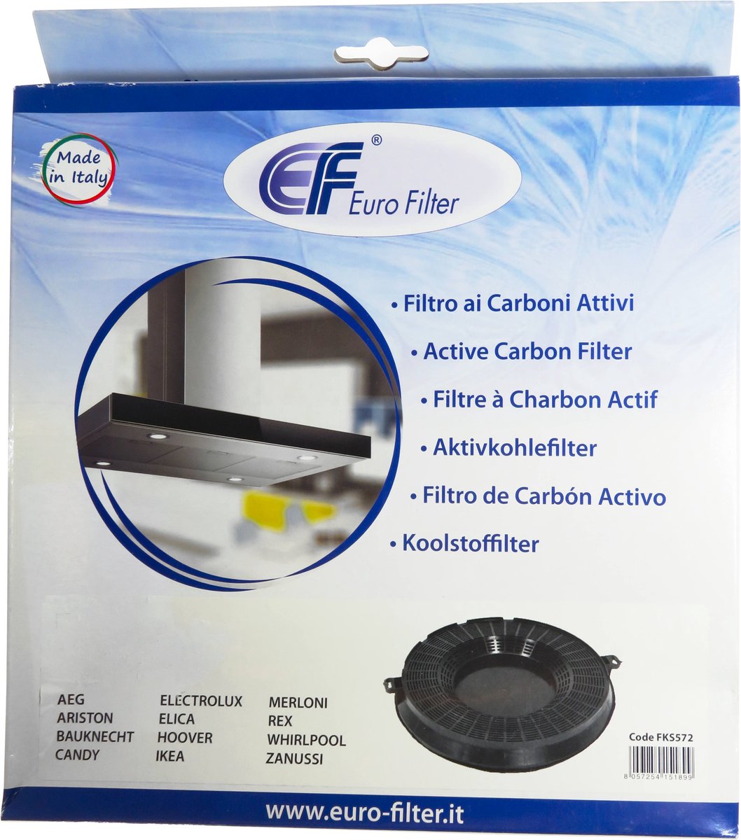 Euro Filter FKS572 koolstoffilter voor afzuigkap - 236 x 30 mm - Type 48 - Geschikt voor Whirlpool Indesit Ariston - 484000008783 - C00384665