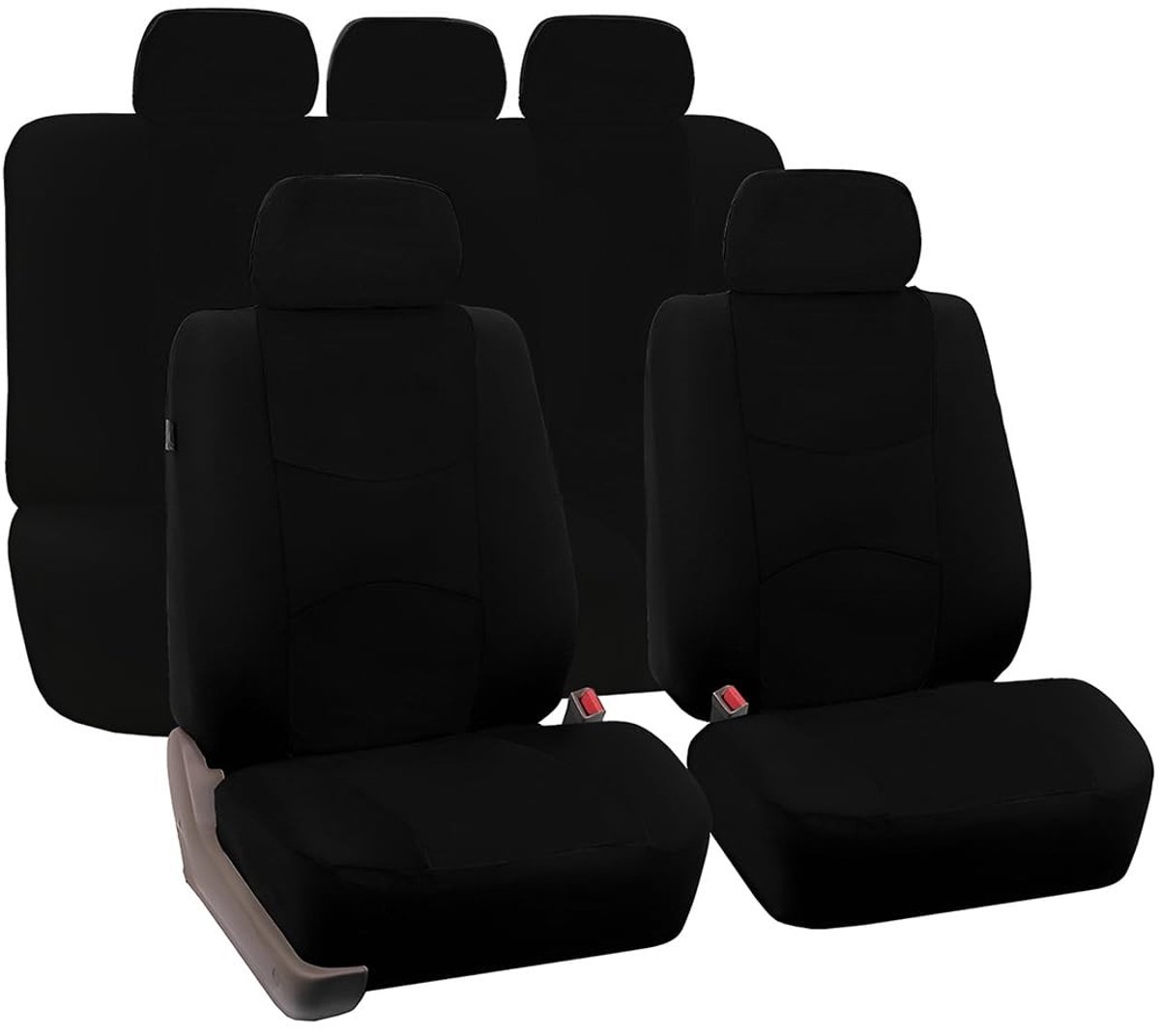 Dailygoods- Autostoelhoezen set - Hoofdsteunhoezen - Universeel - Polyester - Zwart - Ademend en duurzaam - Stoelhoes