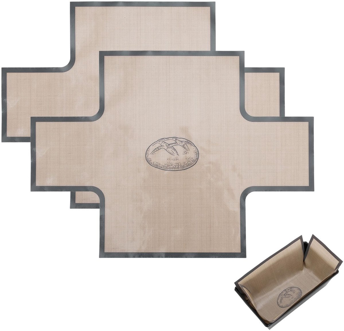 Dailygoods- Broodvormliners - Herbruikbare Siliconen - Antiaanbaklaag - Hittebestendig - 2 Stuks - 37x27cm - Bakmat