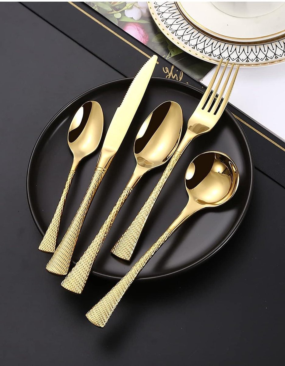 Gouden Bestekset - Luxe Servies - Stijlvol Dineren - Vaatwasserbestendig - 80 Delig - Goud