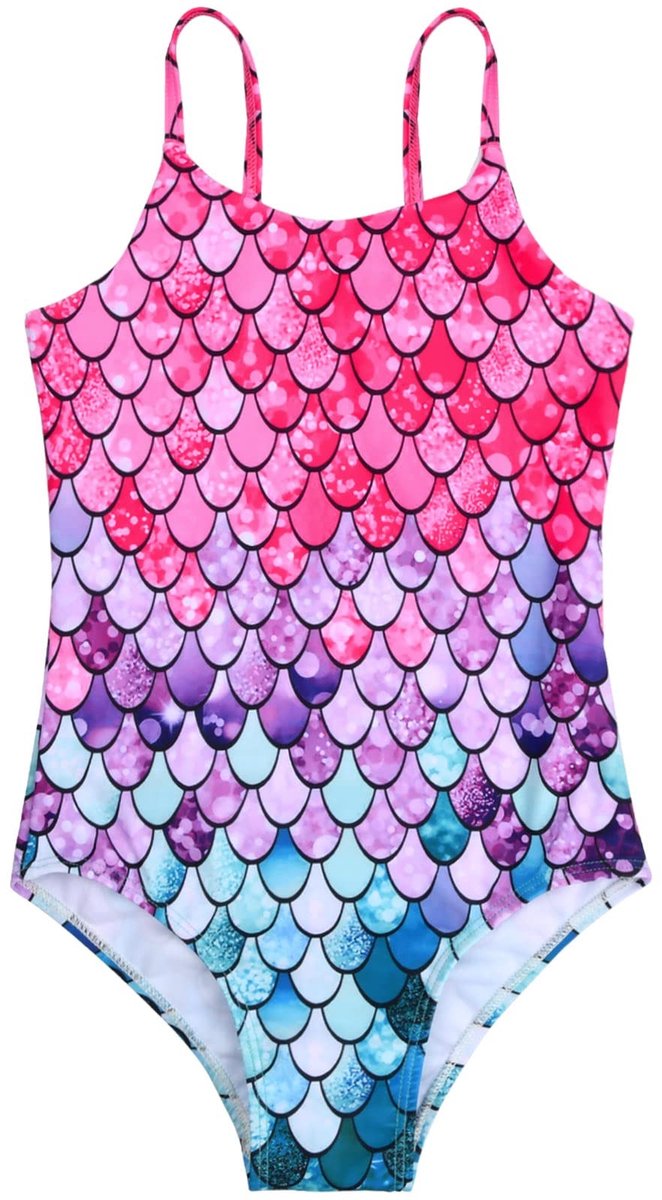 Dailygoods- Badpak Zeemeermin - Eendelig Badpak - Verstelbare Bandjes - Zwemkleding Meisjes - Zomer Badpakken - Ademend Materiaal - Zwemoutfit