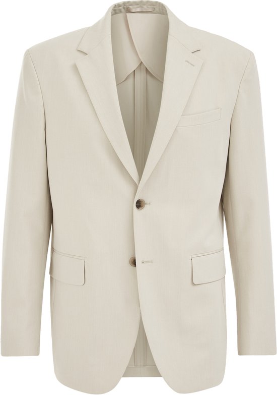 Beige slim fit blazer met twee knopen en klepzakken.