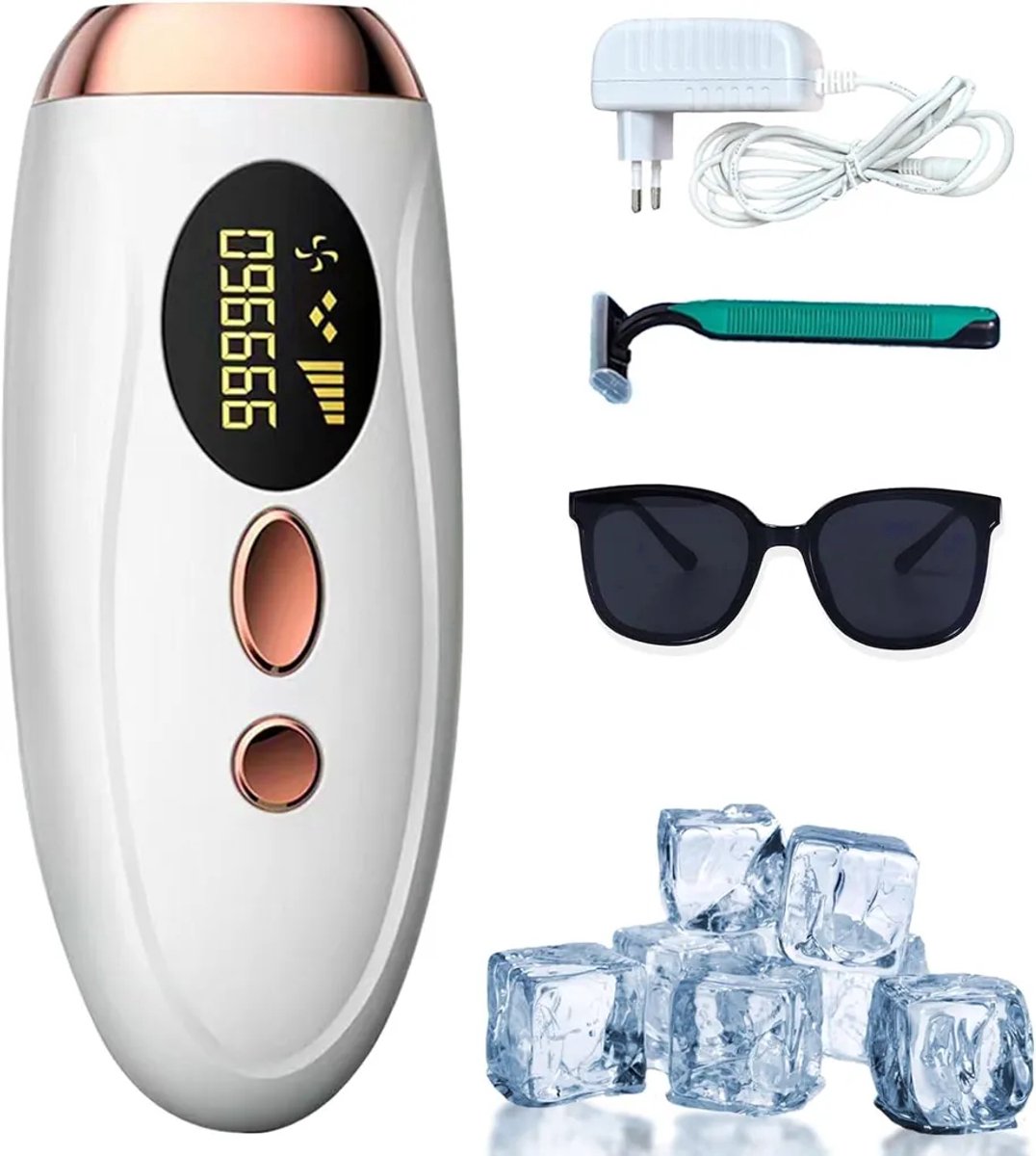 IPL-ontharingsapparaat Geschikt voor thuisgebruik, ontharing + fototherapie Geschikt voor huidverjonging, met koelsysteem, veilig Geschikt voor gezicht/oksels/benen.