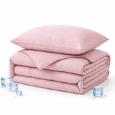 Verkoelend Dekbed zonder overtrek 140x220 cm – Roze - Verkoelend & Ademend – Lichtgewicht Zomerdekbed – Wasbaar Dekbed – Met Kussenslopen - Eenpersoons