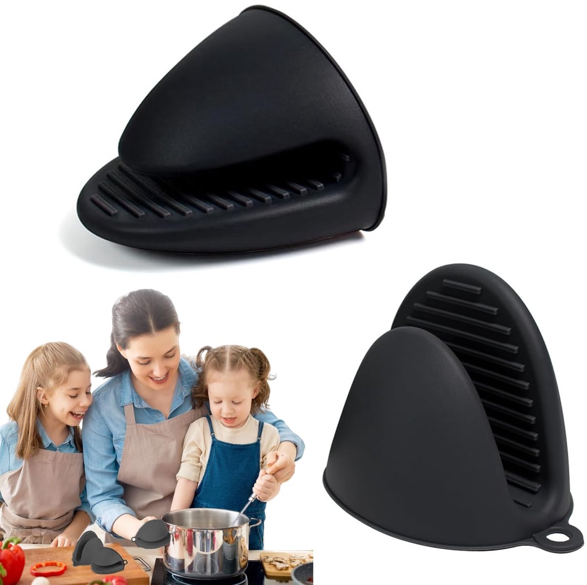 Dailygoods- Ovenhandschoenen Hittebestendig - Mini Siliconen - Antislip Keukenhandschoenen - Koken/Barbecue - 1 Paar - Zwart