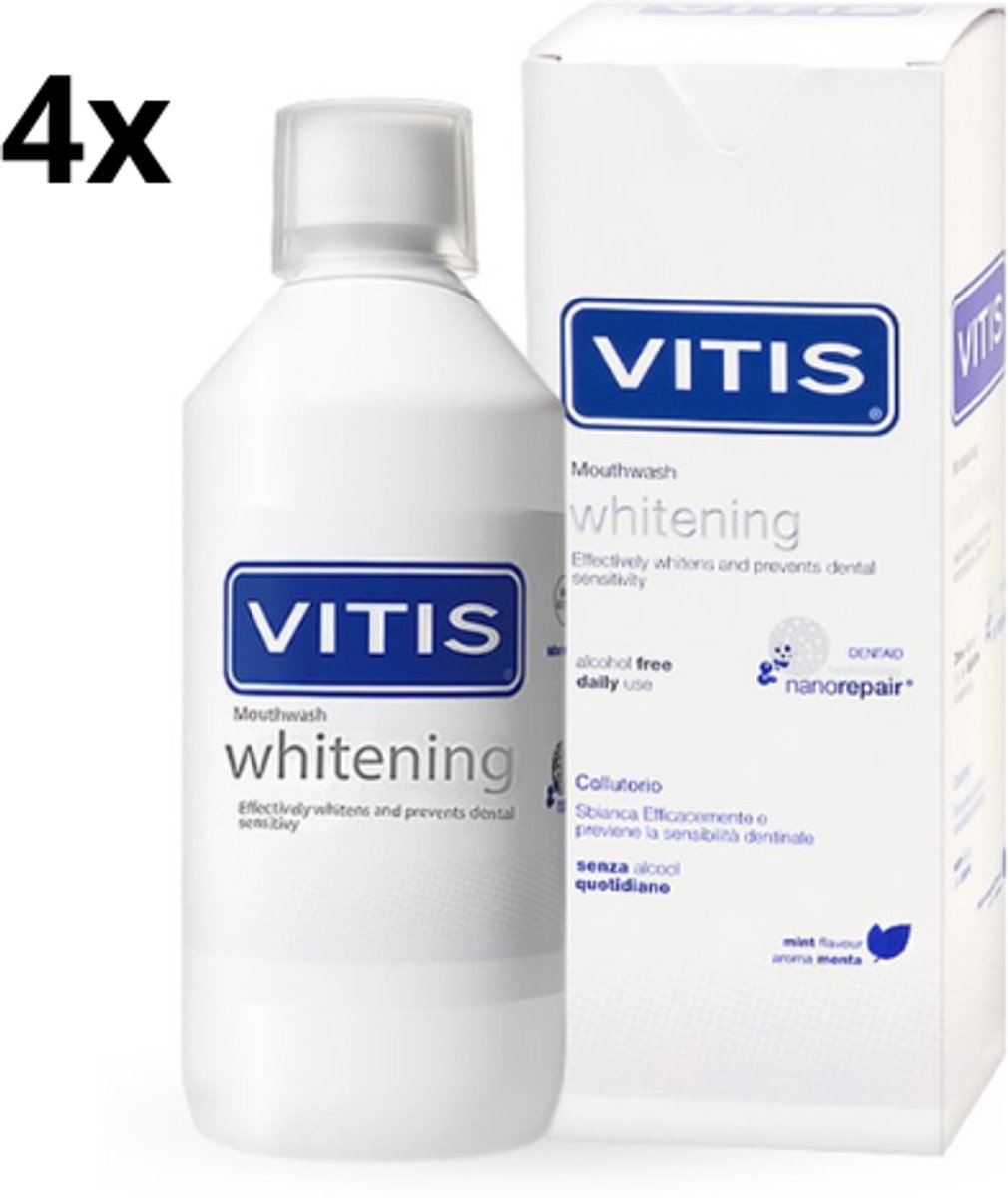 Vitis Whitening Mondwater - 4 x 500 ml - Voordeelverpakking