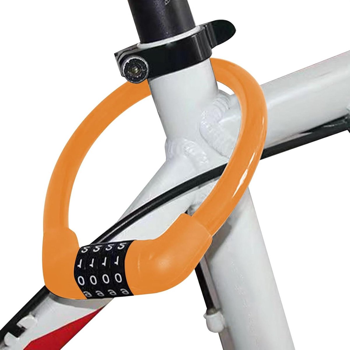 Fietsslot Cijferslot - Fietsbeveiliging Combinatieslot - Fietsen Beveiligen - Viercijferige Code - 40 cm - Oranje
