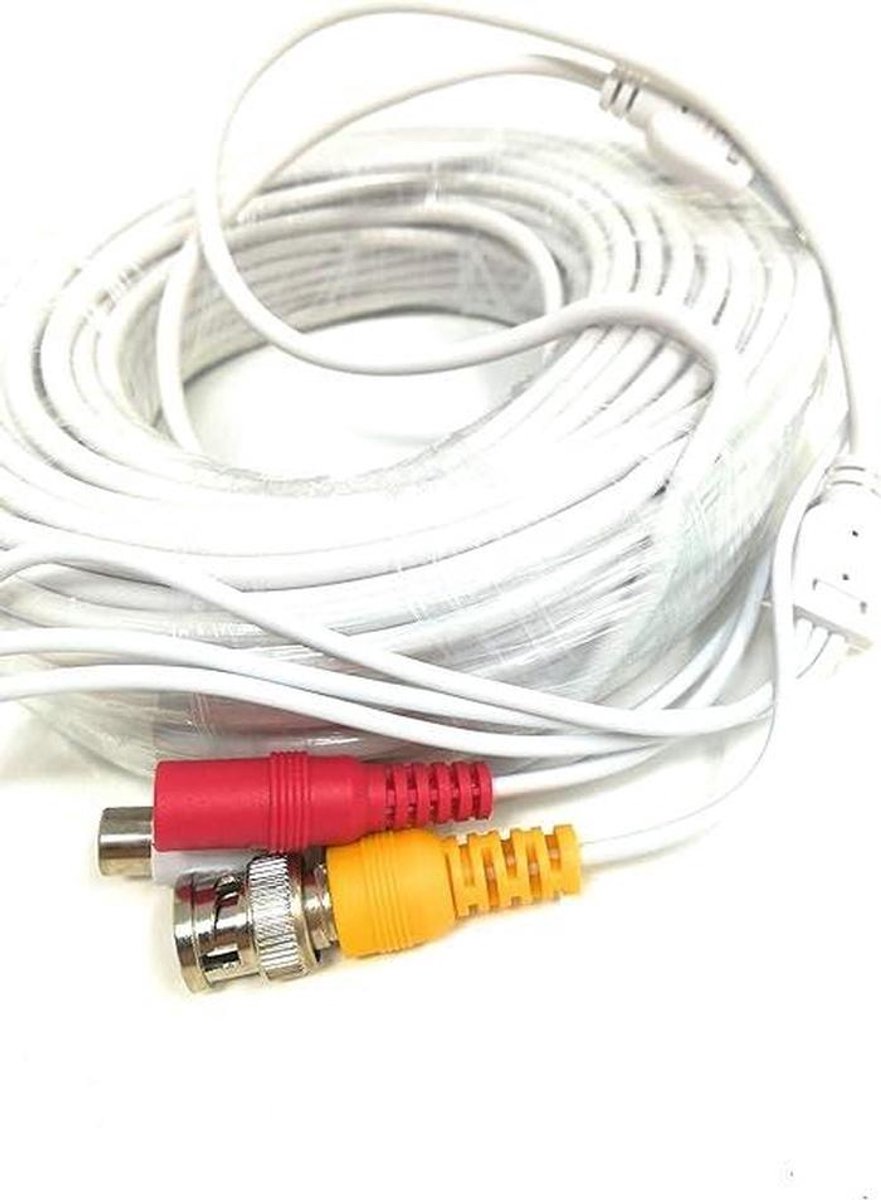 Audiovideokabel - Verbindingskabel - Beveiligingscamera Installatie - AHD 1080p Signaal - 30 meter - Wit
