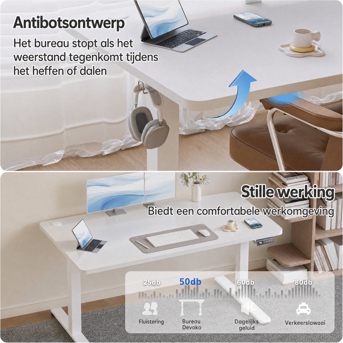 Devoko Elektrisch Zit-sta Bureau 180x80 cm - 4 Knoppen Handbediening thumbnail 6