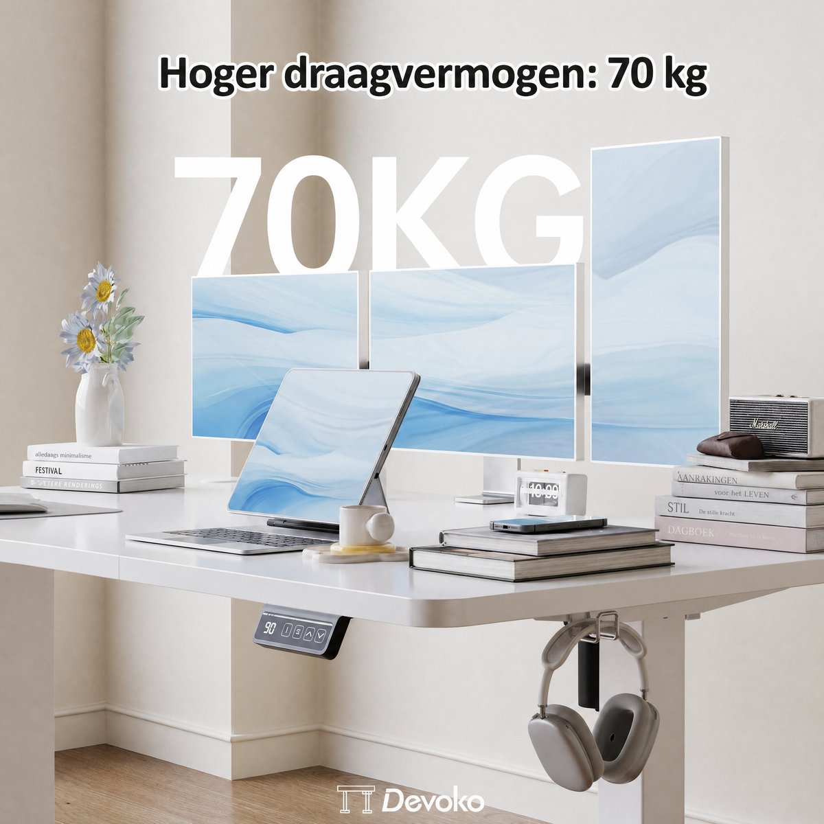 Devoko Elektrisch Zit-sta Bureau 180x80 cm - 4 Knoppen Handbediening thumbnail 5