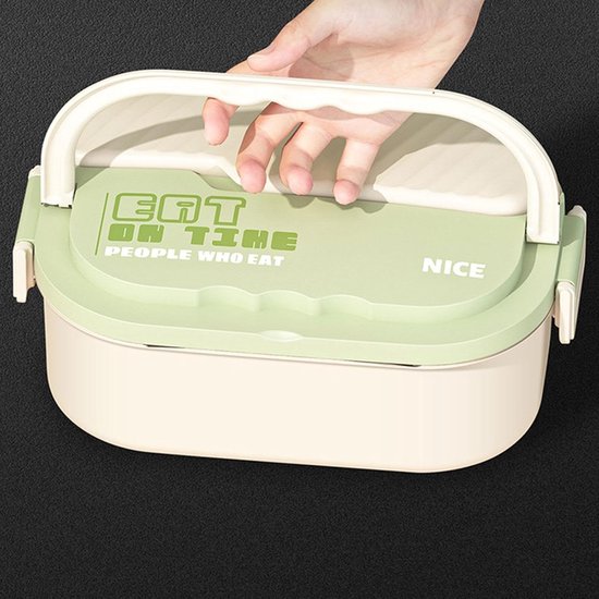Stalen lunchbox - Voedselcontainer - Maaltijden meenemen - Lekvrij en warmhoudend - 224L x 14B x 93H cm - Groen — afbeelding 3