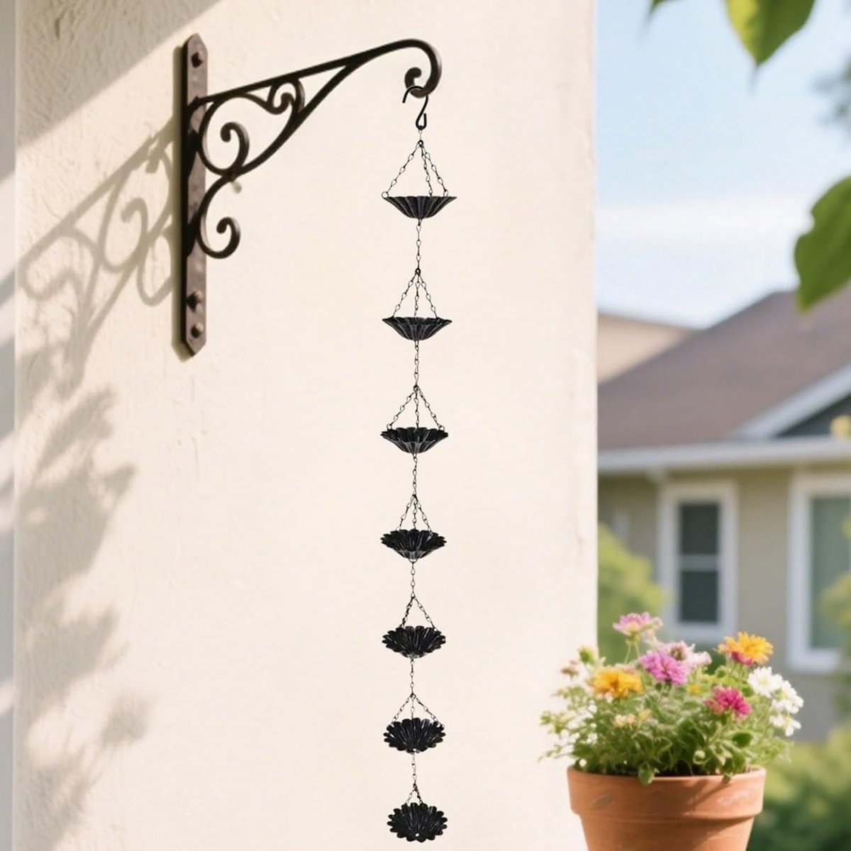 Regenkettingen - Waterafvoer - Tuin Decoratie - Eenvoudige Montage - 94 cm Lengte - Zwart