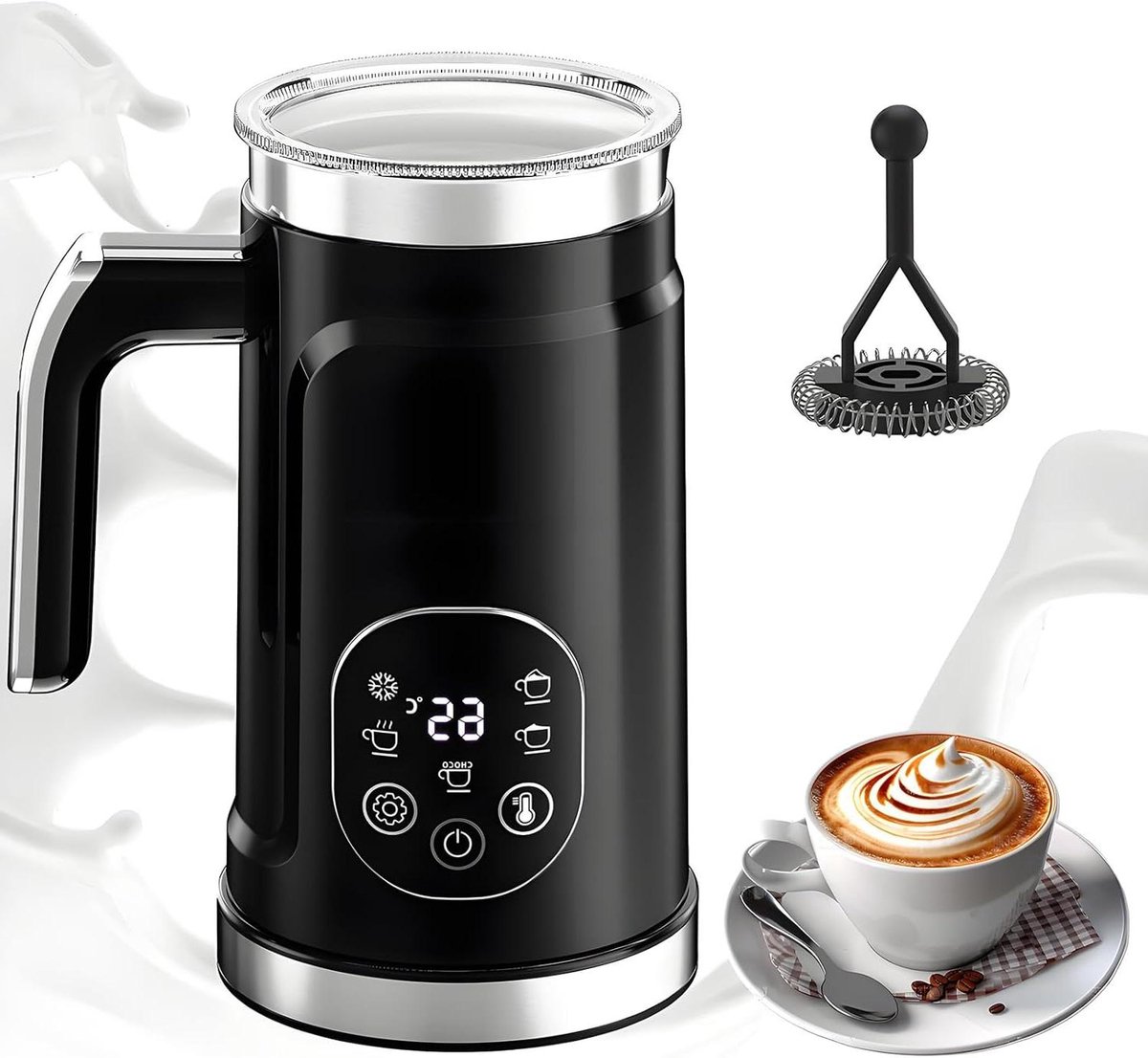 Melkstomer - Melkopschuimer - Koffie Maken - Digitale Touchscreen - 300 ml - Zwart