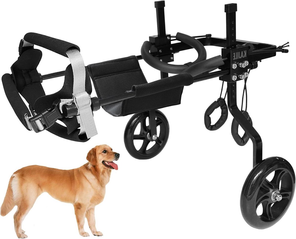 Hond Rolstoel - Huisdier Kar - Revalidatie Achterpoten - Verstelbare Hoogte en Lengte - Hoogte 50-65cm - Zwart