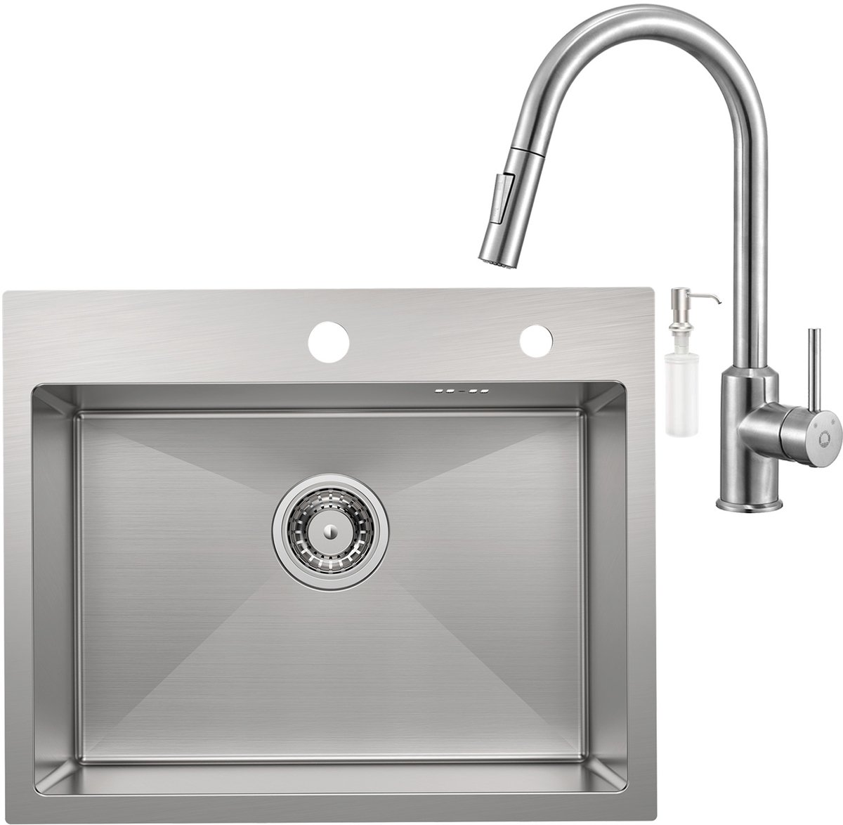 CECIPA max Spoelbak voor keuken 55x45CM - Spoelbak Keuken Met Keukenkraan Met Uittrekbare