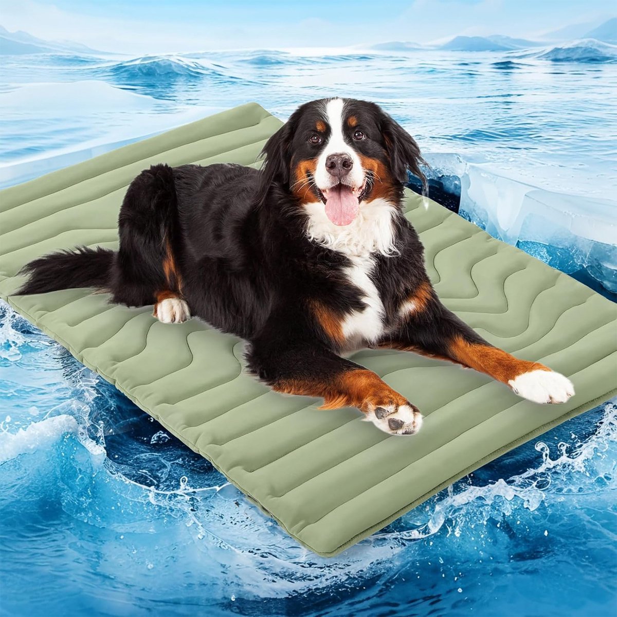 Hondenkoelmat - Draagbaar - 122x71cm - Zomerbed voor honden - Antislip - Wasbaar - Groen - L