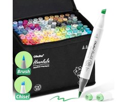 Ohuhu Honolulu Brush & Chisel Alcohol Markers - 120 kleuren