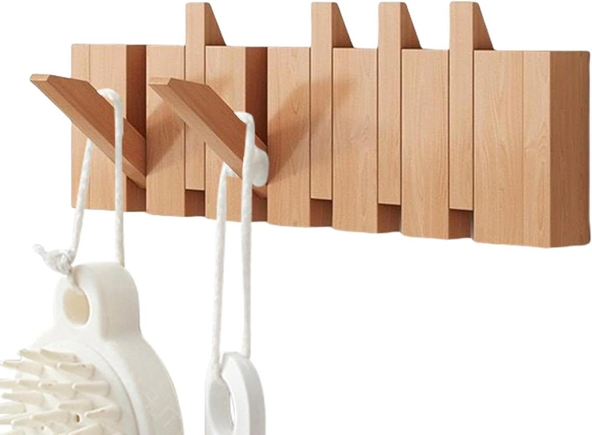 Houten Piano Kapstok - Muurhaak Entree - Jassen Ophangen - Pianotoets Ontwerp - 47 x 17 x