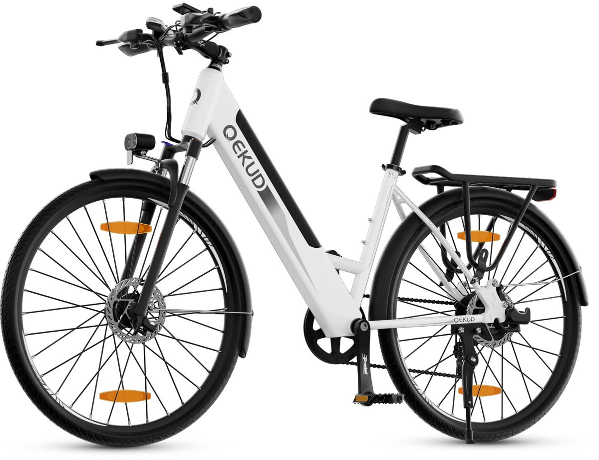 Qekud Elektrische Fiets - E-bike - 26 / 27.5 inch - 250W Motor -36V 13Ah Accu - 100km - 7 Versnellingen - met app - Wit