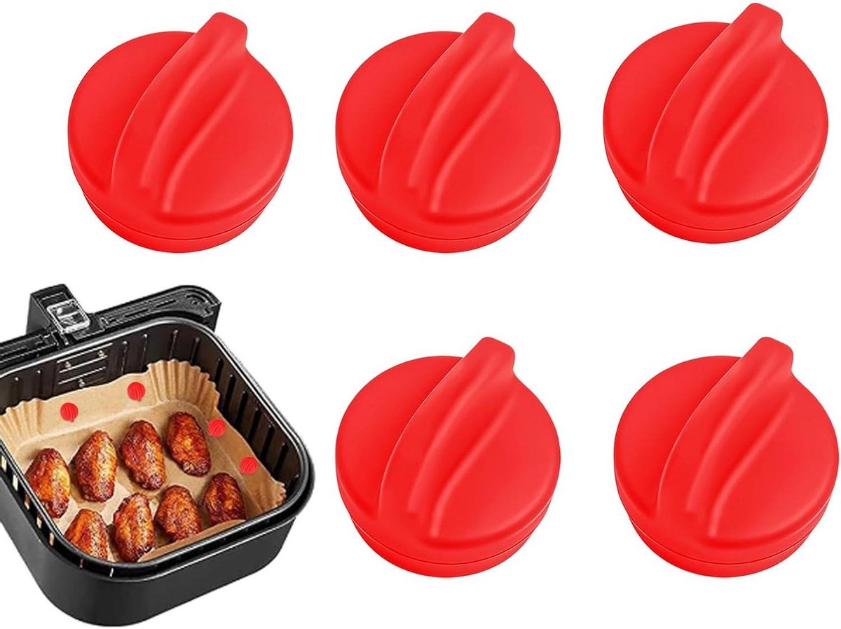 Airfryer Magneten Liner Clips Keuken Hulp Hittebestendig Siliconen 10x3 cm Rood
