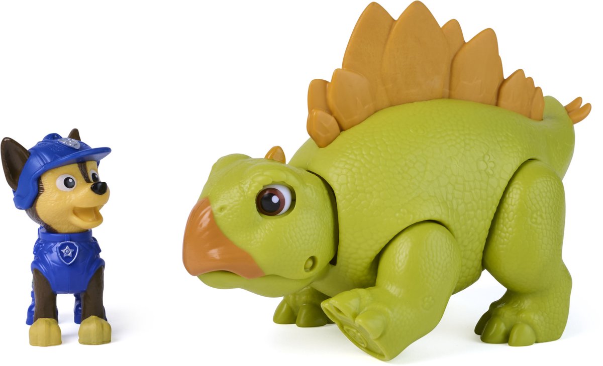 PAW Patrol - De Dino Film - Chase Roaring Pup Pals, bevat beweegbare speelgoeddinosaurus Stegosaurus van 10,1 cm met geactiveerde geluiden en Chase-actiefiguur — cadeau in Spellen & Speelgoed - foto 4