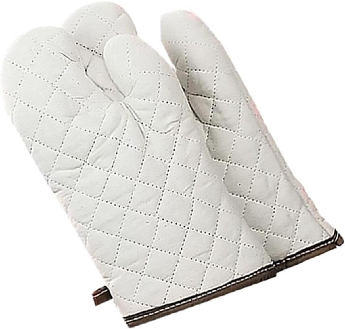 Hittebestendige Kookhandschoenen - Ovenwanten Grillwanten - Koken Bakken Grillen - Antislip Ontwerp - 33x17.5CM - Wit