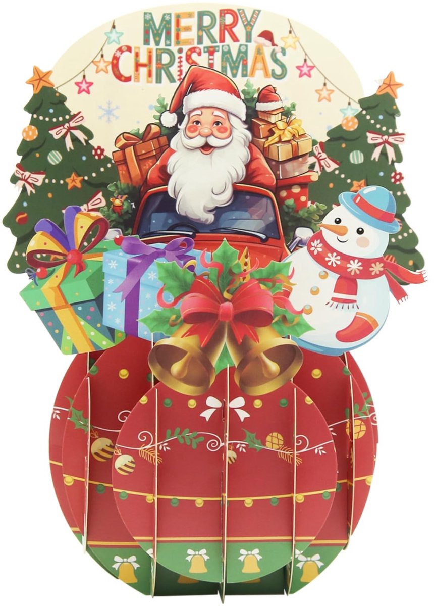 Dailygoods- Kerstkaart 3D Pop-up - Feestelijke Wenskaarten - Kerstman/Sneeuwpop/Kerstboom - Inclusief Enveloppen - 14 x 19 cm - Hoogwaardig Karton - Wenskaart