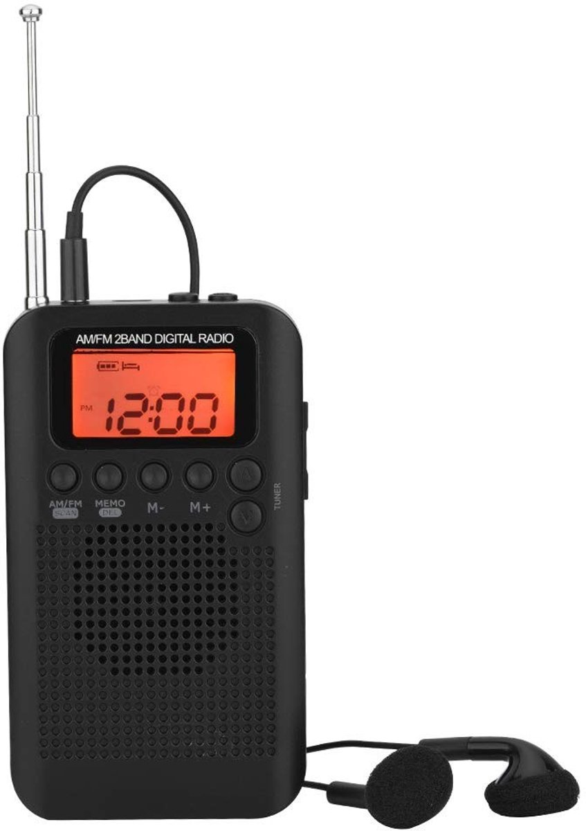 Dailygoods- Draagbare Radio - Digitale AM/FM Radio - Zakradio met Oplaadbare Batterij - Stereo Geluid - Hoofdtelefoon Inclusief - Compact Ontwerp