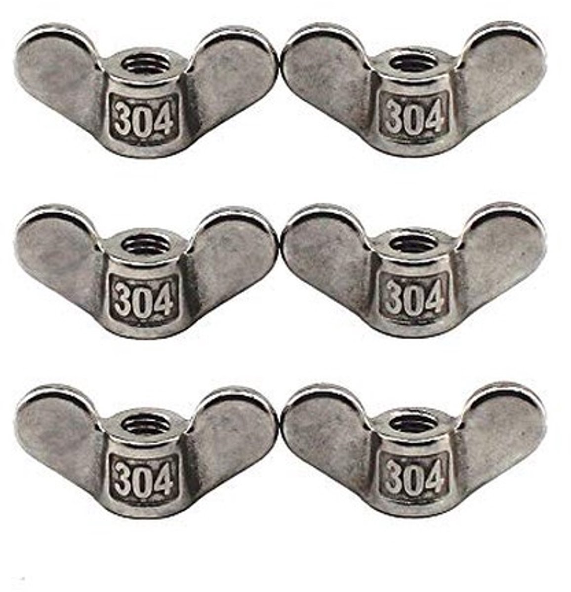 Dailygoods- Vleugelmoer M10 - 304 Roestvrij Staal - Bevestigingsmiddelen - DIY Hardware - Verpakking van 6 stuks - Corrosiebestendig en duurzaam - Vlinderbout