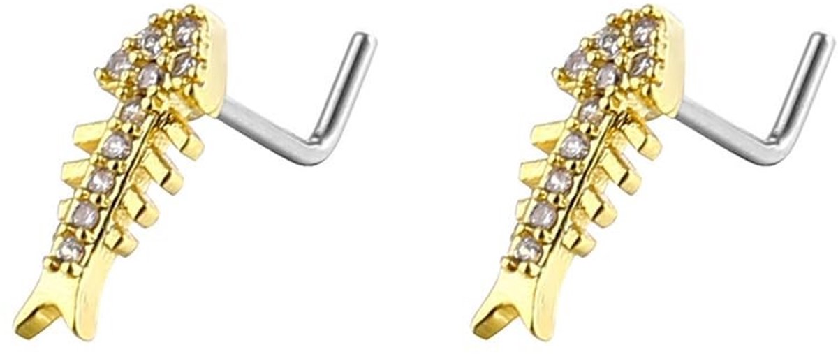 Dailygoods- Neusringen 20G L-vormig - Hypoallergene Sieraden - Chirurgisch Staal - Kristal Steentjes - Fashion Chic - Perfect Cadeau - Neuspiercings