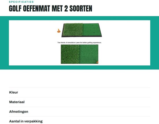 Dailygoods- Golfmat Oefenmat - Gazonmat - Trainen Golfswing - Draagbaar - Indoor/Outdoor - Compact Formaat - Golfoefenmat van Dailygoods — afbeelding 2