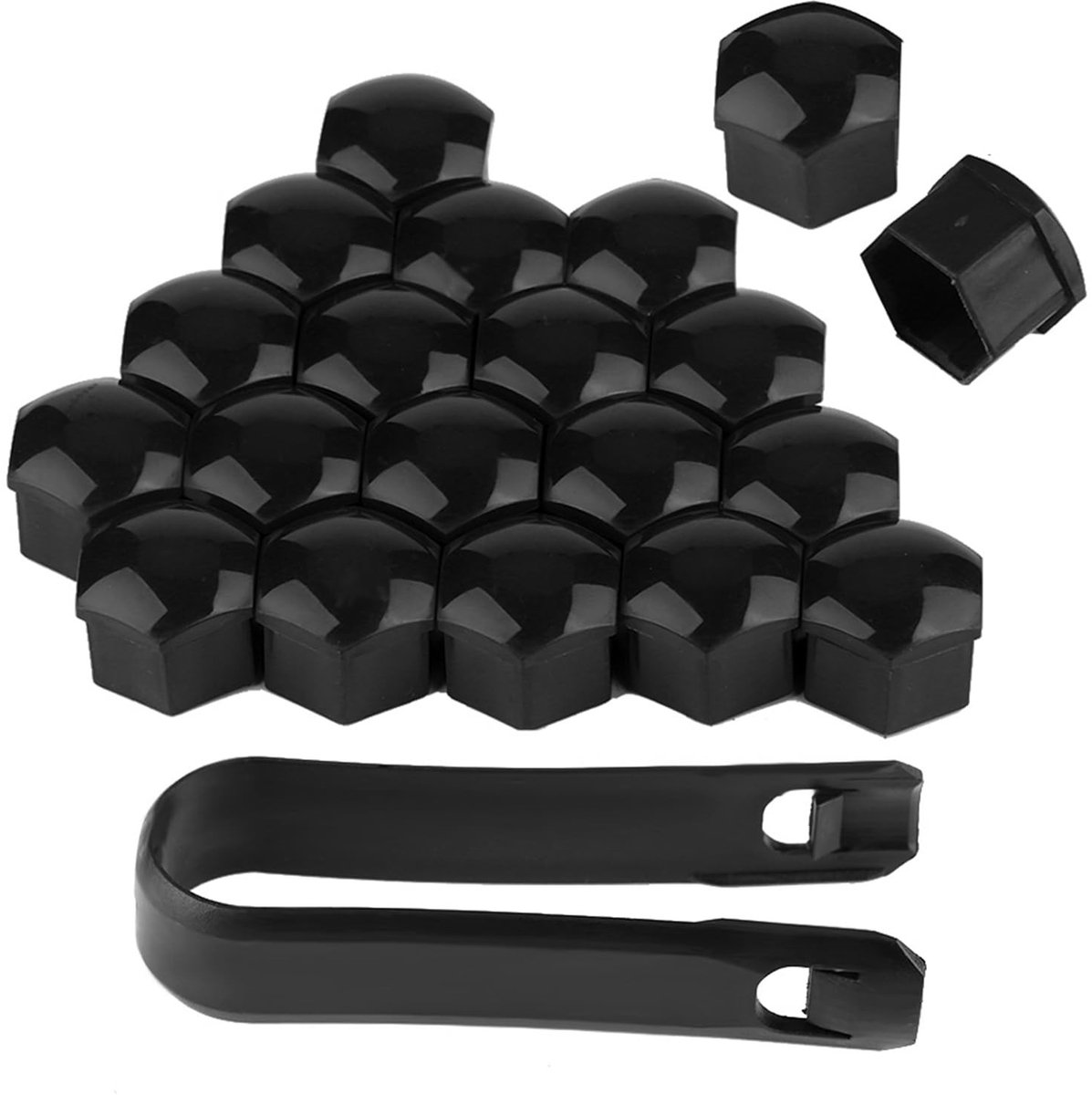 Dailygoods- Wielmoer Covers Professionele Kwaliteit - 20 Stuks - Antidiefstalbescherming - Nylon - Voor 21 mm Wielschroeven - Zwart - Wielmoerkap