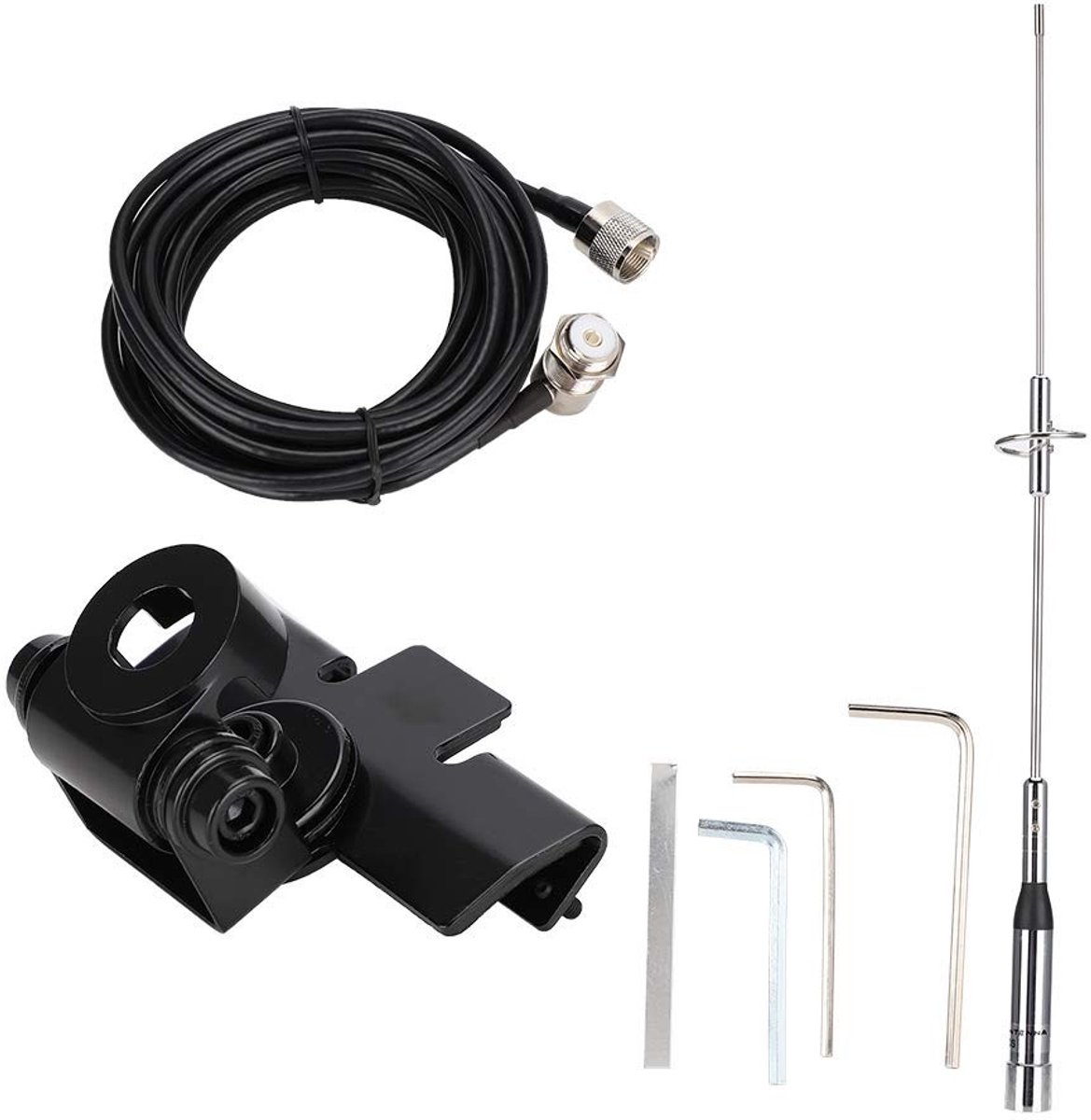 Dailygoods- Autoradio Antenne Dual Band VHF/UHF - 144/430MHz - 2.15/3.0dBi - Waterdicht Ontwerp - Rubberen Magneet Cover - 5m Kabel - Mobiele Antenne