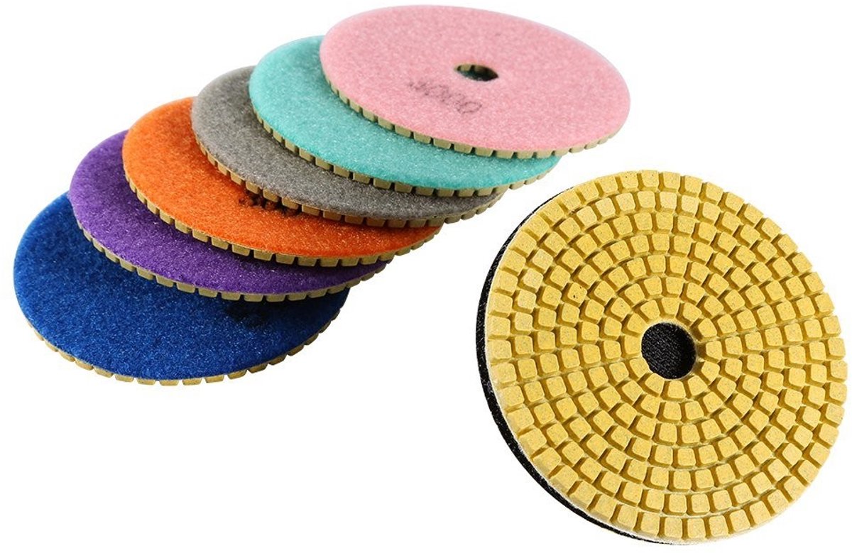 Dailygoods- Diamantpolijstpads 100 mm - Slijpschijven 125 mm - Graniet/marmer/beton polijsten - Natte/droge slijpschijf - Sterk slijpkracht - Geen kleur achtergelaten