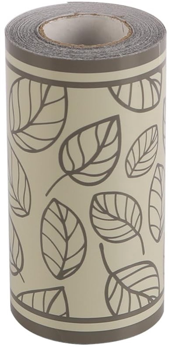 Dailygoods- Muurrand Grijze Bladeren - Zelfklevende Muurstickers - Waterdichte Decoratie - PVC Behang - 10 cm x 10 m - Modern en Eenvoudig - Muursticker