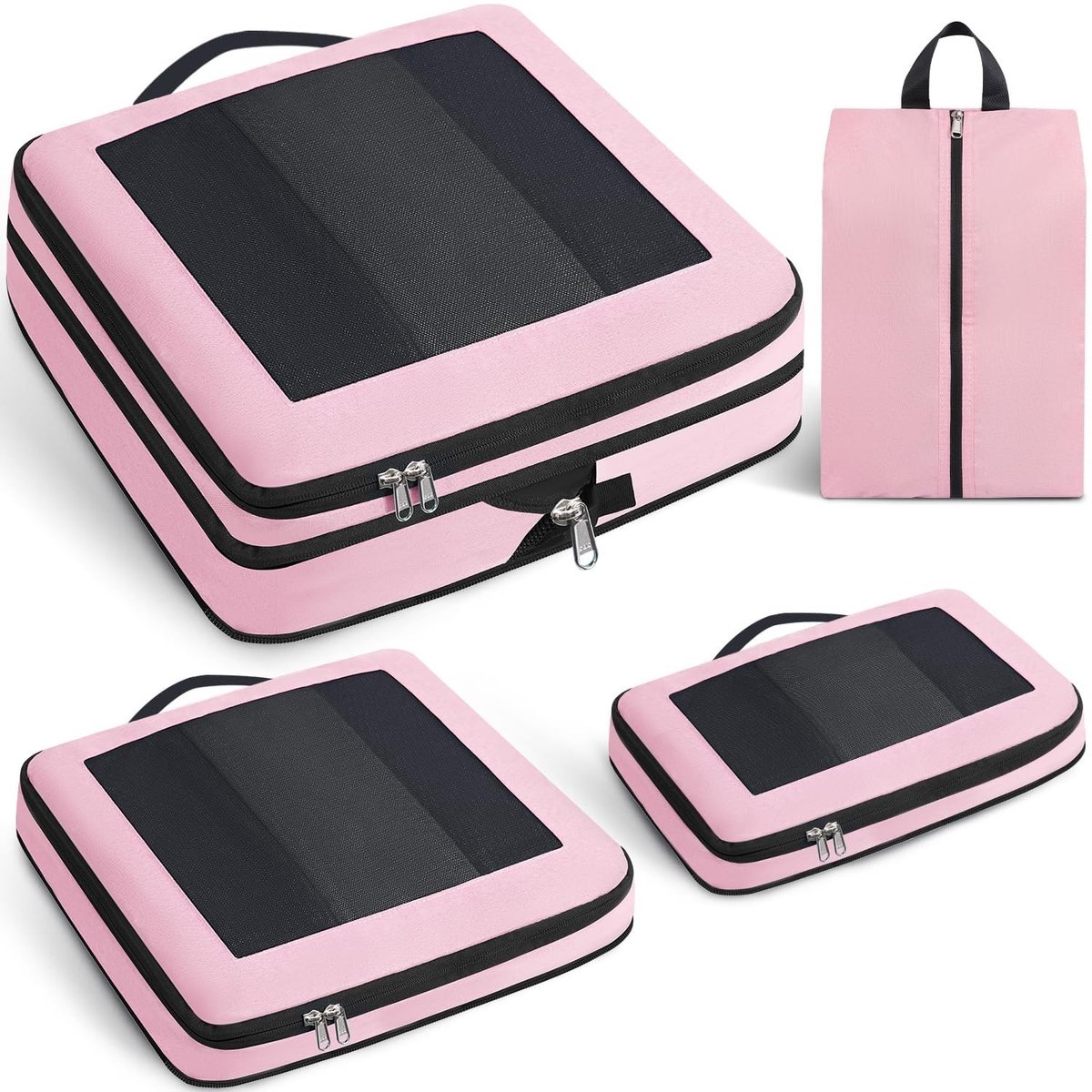 Dailygoods- Compressie Verpakking - Opbergtas met Mesh Venster - Draagbare Organizers - Uitbreidbare Reisbagage - Lichtgewicht - Zichtbaar Design - Opbergzakken