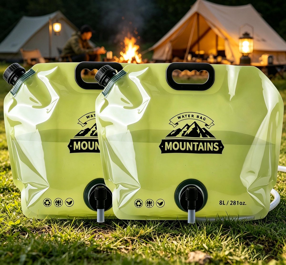 Waterzak voor kamperen 8L herbruikbare opvouwbare waterzak met kraan geschikt voor campers reizen en buitenactiviteiten kamperen wandelen 2 stuks