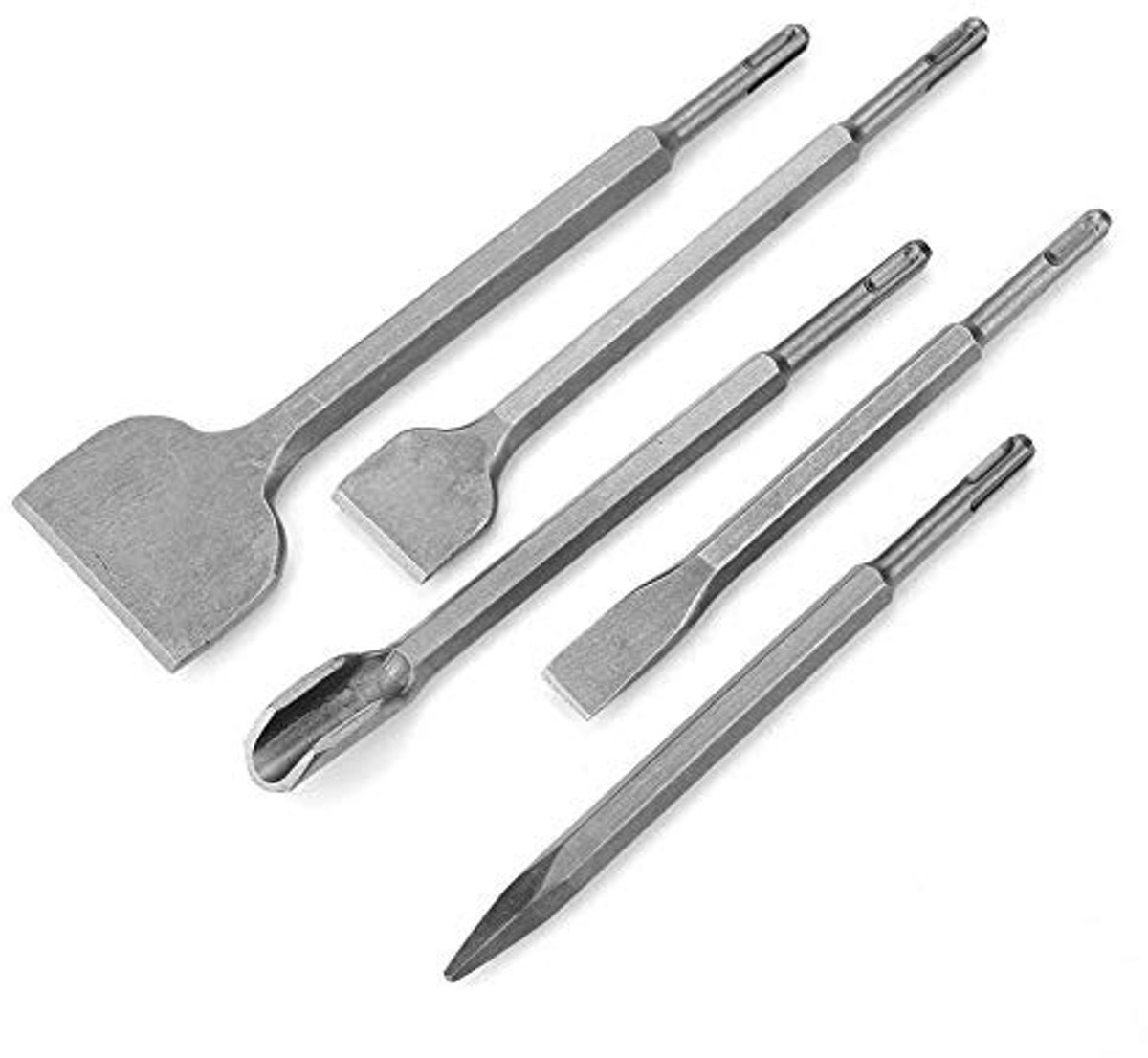 Dailygoods- Beitelset 5-delig - SDS-Plus Beitels - Platte Beitel - Puntbeitel - Tegelbeitel - Hoogwaardig Staal