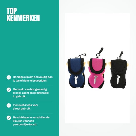 Dailygoods- Tee Bag Houder Hoogwaardig Materiaal - Utility Pouch - Golf Accessoires - Inclusief 4 Tees - Slijtvast - Comfortabel en Makkelijk Mee Te nemen - Golfbaltas van Dailygoods — afbeelding 3