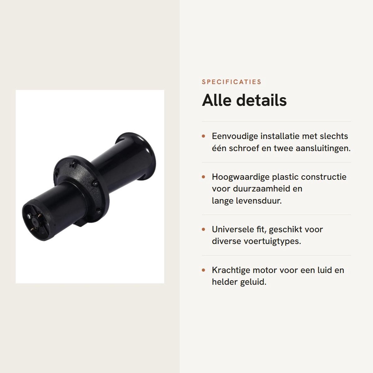 Dailygoods- Claxon 12 Volt - 110dB Geluidsdruk - Old Style - Voor Auto/Vrachtwagen - Eenvoudige Installatie - Hoogwaardig Kunststof - Toeter