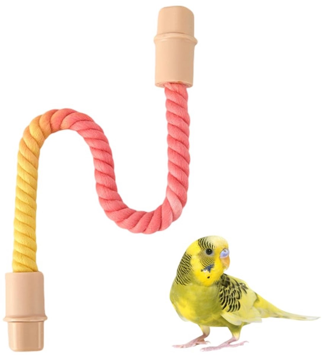 Dailygoods- Vogeltouwzitstok kleurrijk - Buigbaar Klimtouw - Dikke Stalen Draad - Verstelbare Hoek - Dubbelzijdige Bevestigingsgesp - Aantrekkelijke Kleuren