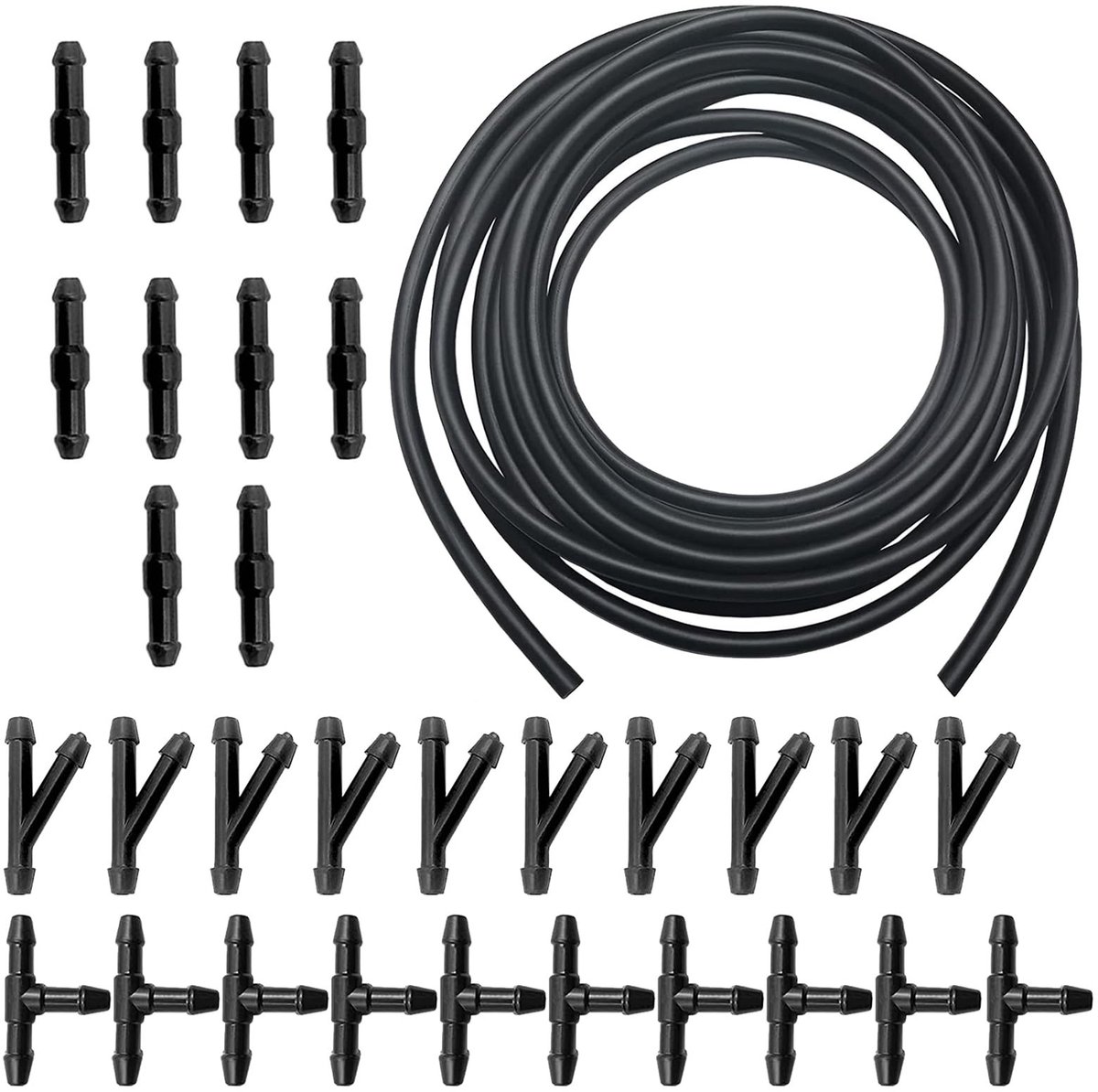 Dailygoods- Ruitensproeisysteem 500 cm - Sproeislang met gaatjes - Reparatieset - 30 Stuks Slangkoppelingen - Rubber/ABS - Eenvoudig te installeren - Sproei Slang