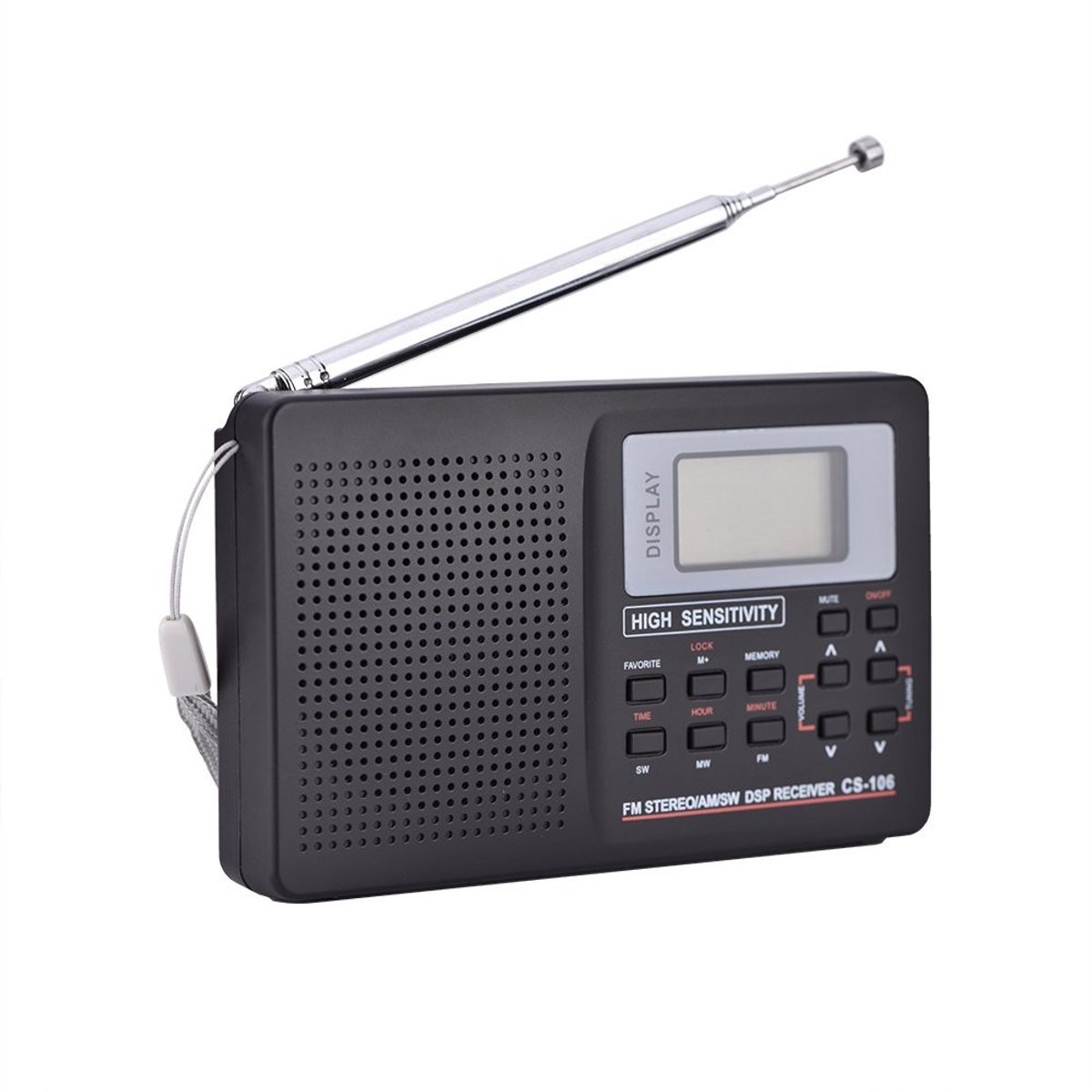 Dailygoods- Miniradio Draagbaar - FM/AM/SW/LW Ontvanger - Radio Noodpakket - Radiowekker - Klok met Alarm - Hoge Ontvangstgevoeligheid