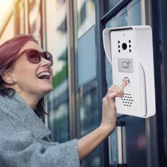 Video Deur Intercom - Buiten Camera - Beveiliging Thuis - Infrarood Nachtzicht - 7 Inch Scherm - Zilver — afbeelding 3