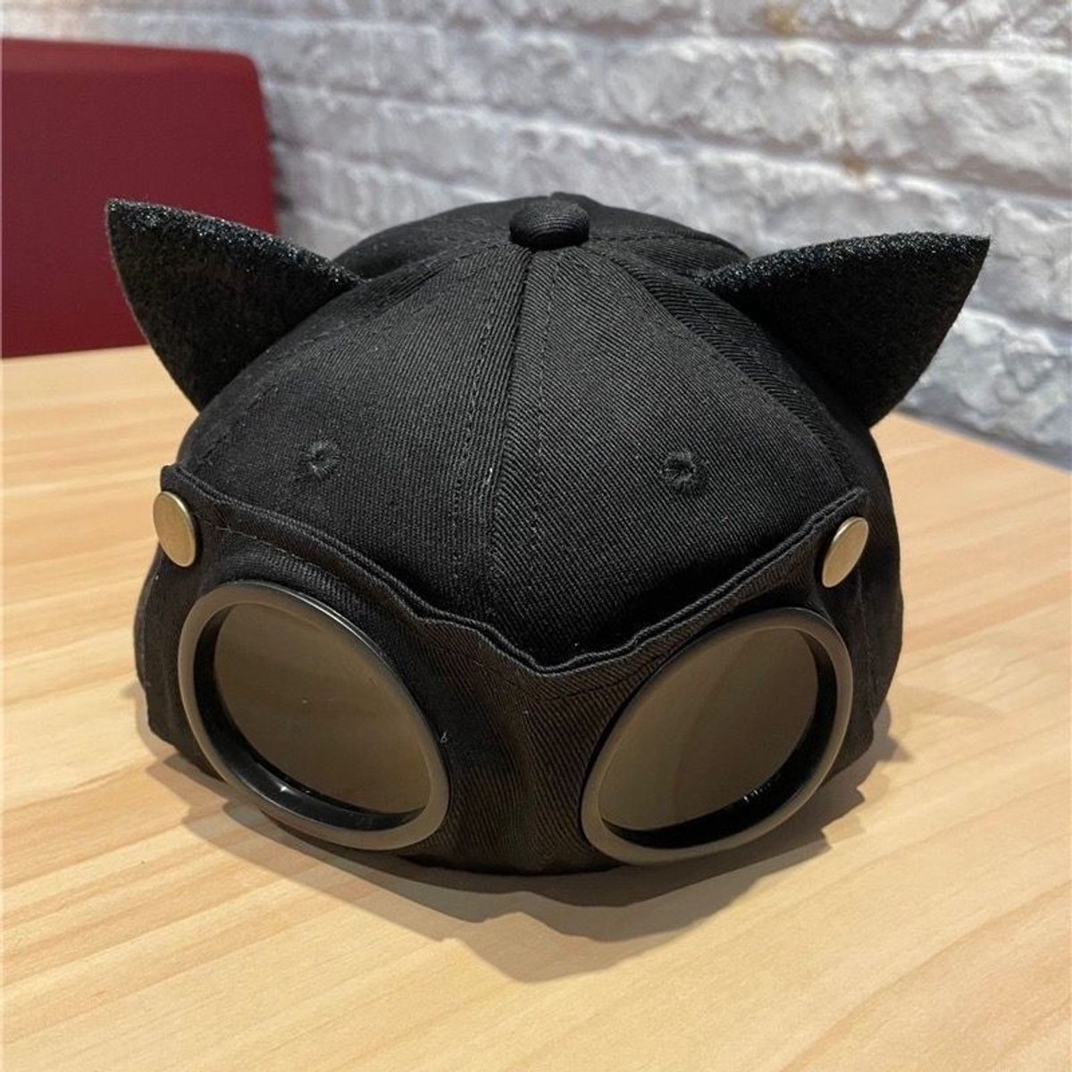 Retro pilotenmuts voor kinderen zonnebril baseballpet hiphopmasker oorkapjeone fits all Zwart